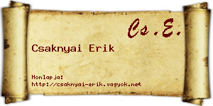 Csaknyai Erik névjegykártya